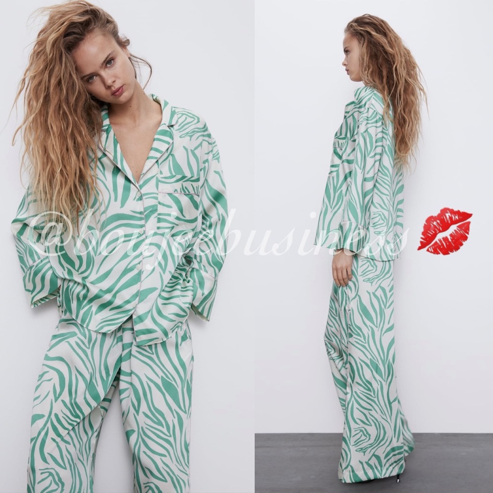 ZARA BNWT Pajama Style Lounge Wear 2pc Coord Set - Picture 3 of 14